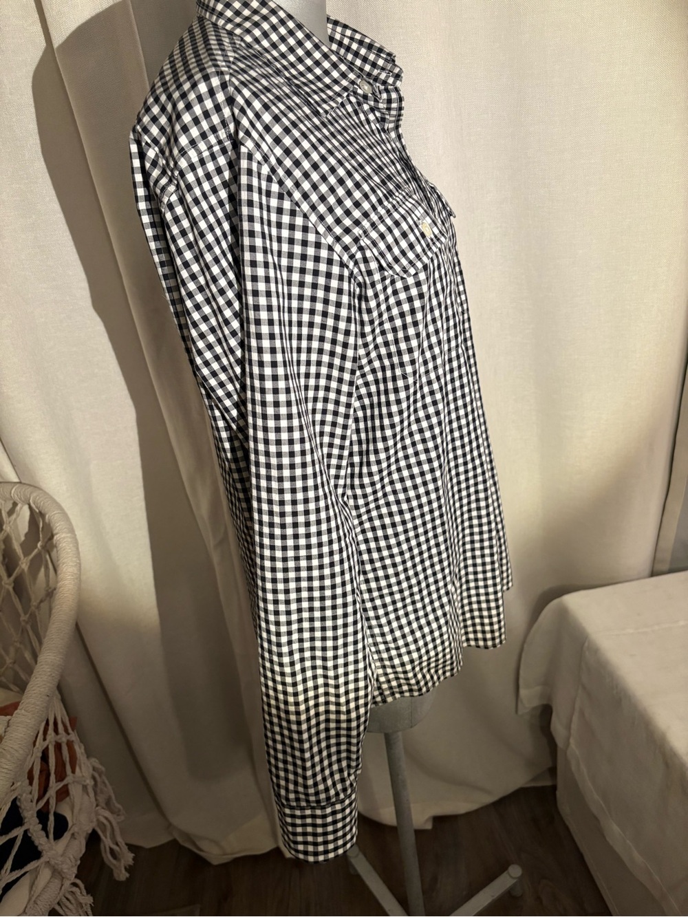Michael Kors Black and White Gingham Button-Down Shirt - Picture 5 of 11